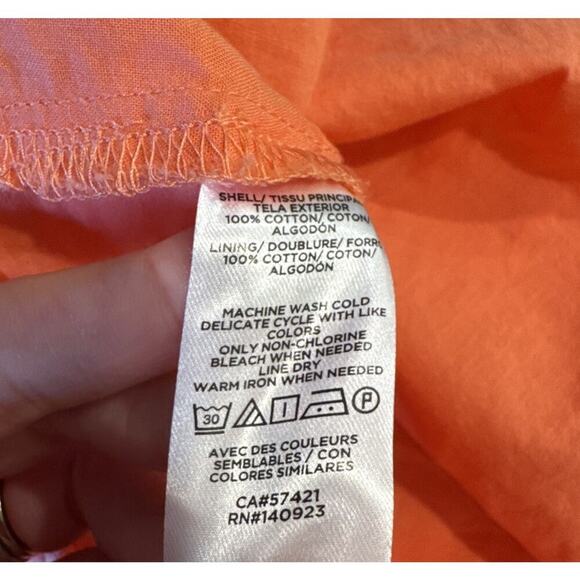 Ann Taylor LOFT Women’s Size Small Bright Orange Eyelet Top Sleeveless Cotton - Picture 5 of 5